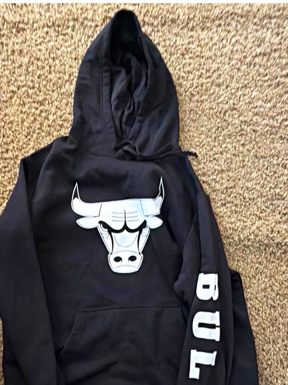 Fanatics Black Crewneck Hoodie with White Bull Logo